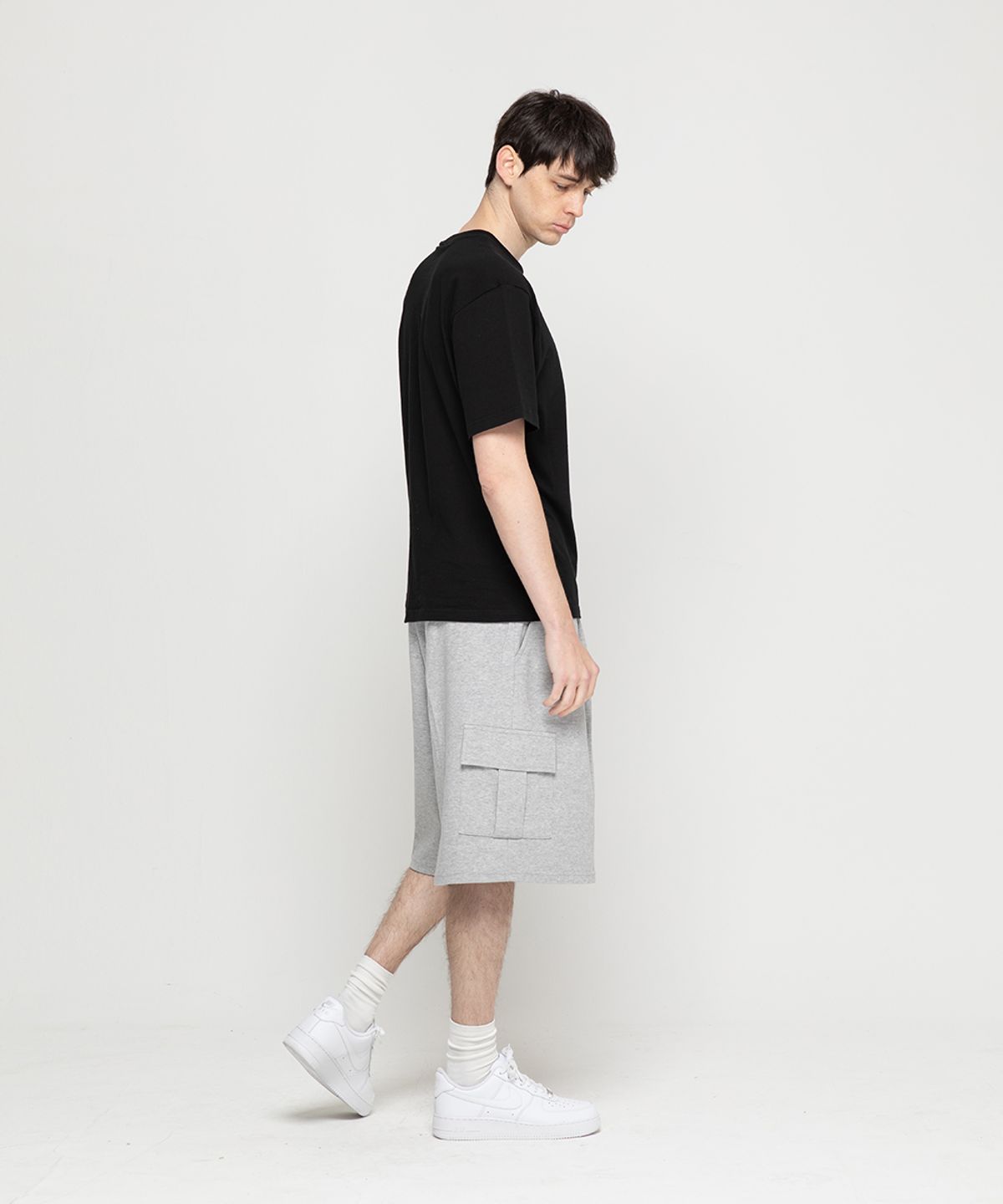 챔브로스(CHAMBROS) 카고 포켓 원턱 버뮤다 스웨트 반바지 [그레이]