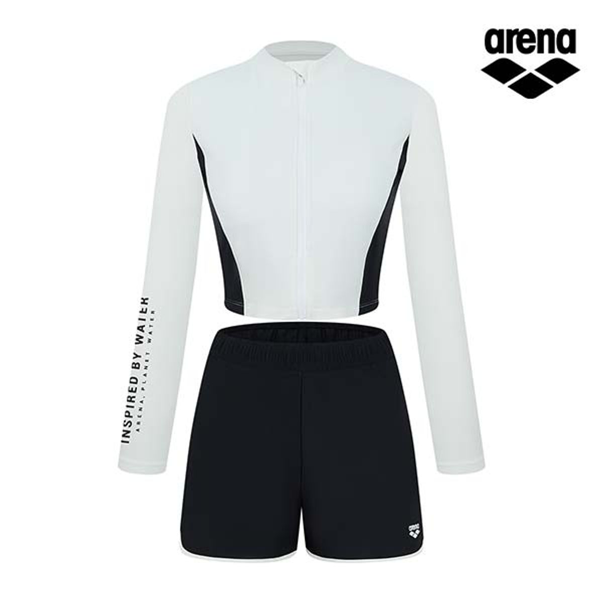 아레나 키즈(ARENA KIDS) 인스파이어 아동 레저 집업 래쉬가드 세트 A4BG1GS81WHT