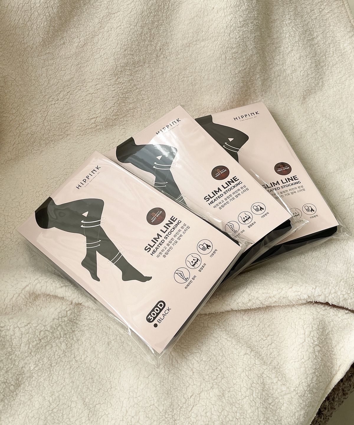 힙핑크 라베(HIPPINK LABE) 2 PACK 슬림라인 기모 압박 골프스타킹 300D