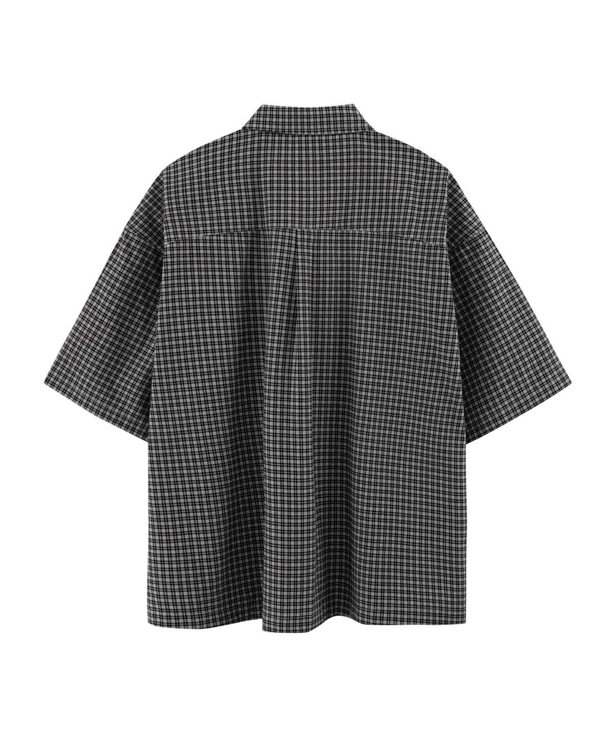 테이크이지(TAKEASY) 크롭 체크 하프 셔츠 (아일렛블랙)