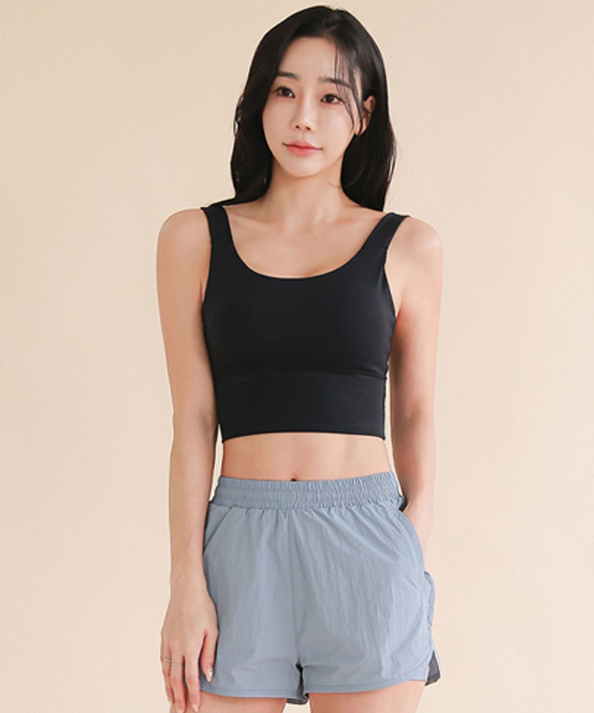 튜브트리(TUBE TREE) 여성용 크롭 래쉬가드 브라탑 B730 블랙