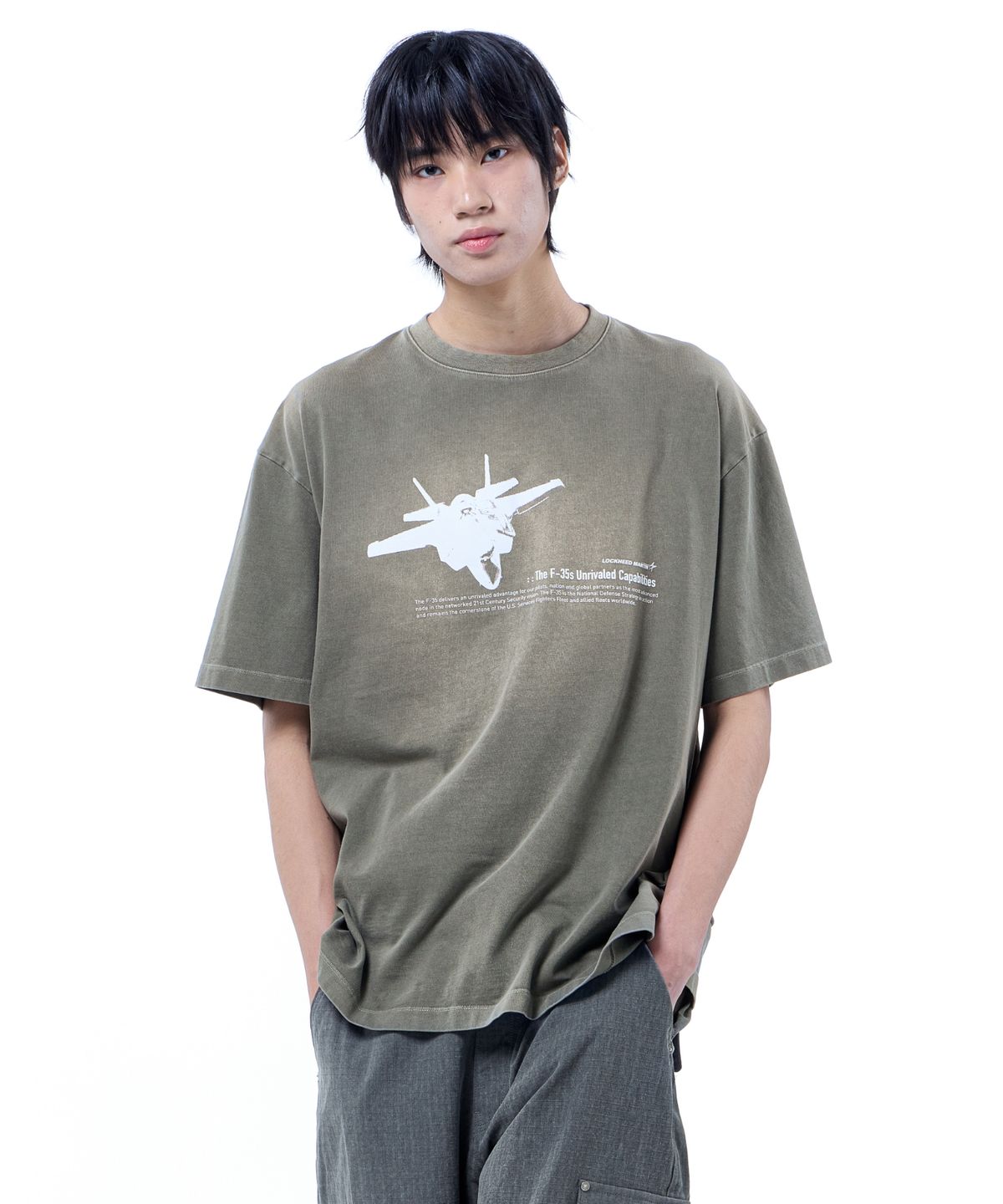 록히드마틴(LOCKHEED MARTIN) F35 GARMENT DYED BRUSH T-SHIRT (KHAKI)