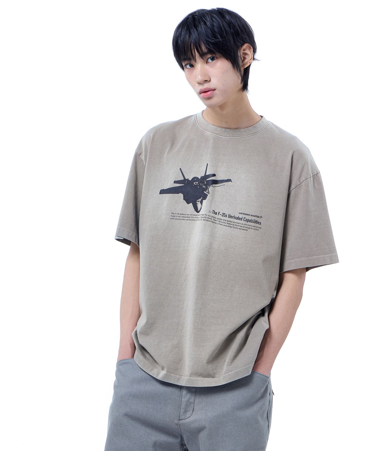 록히드마틴(LOCKHEED MARTIN) F35 GARMENT DYED BRUSH T-SHIRT (BROWN)
