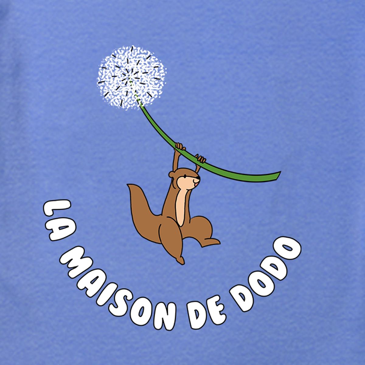 라메종드도도(LA MAISON DE DODO) Basic Dodo Short Sleeve T-Shirt with Squirrel Descending with Dandelion (Cornflower Blue)_반팔티