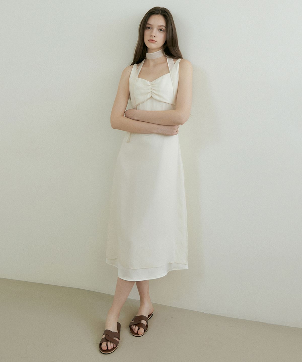 리올그(REORG) PETAL LAYERED TIE SLEEVELESS OPS CREAM