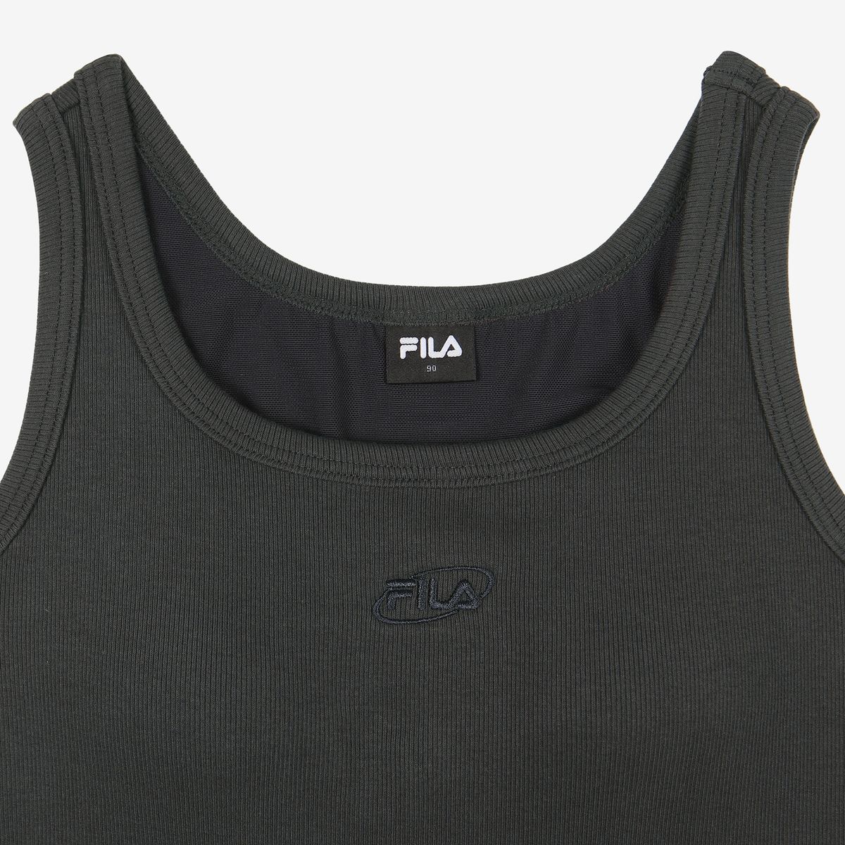 휠라언더웨어(FILA UNDERWEAR) 몰드 부착형 골지 스퀘어넥 미들 브라탑(FI4ITG2102FCGY)