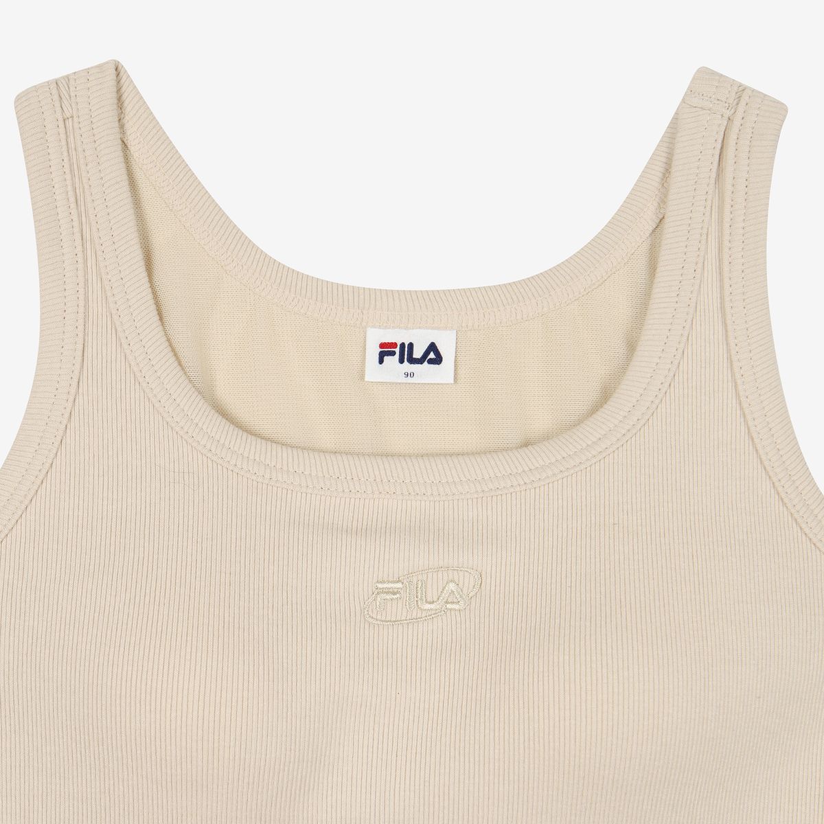 휠라언더웨어(FILA UNDERWEAR) 몰드 부착형 골지 스퀘어넥 미들 브라탑(FI4ITG2102FLBE)