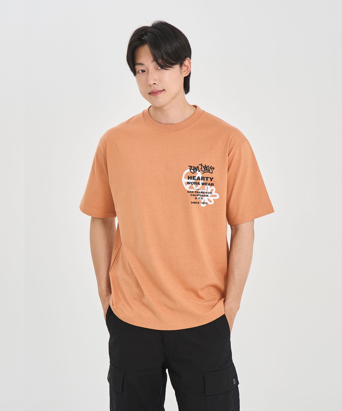 벤 데이비스(BEN DAVIS) WHITE LABEL GRATEFUL TEE PALE ORANGE