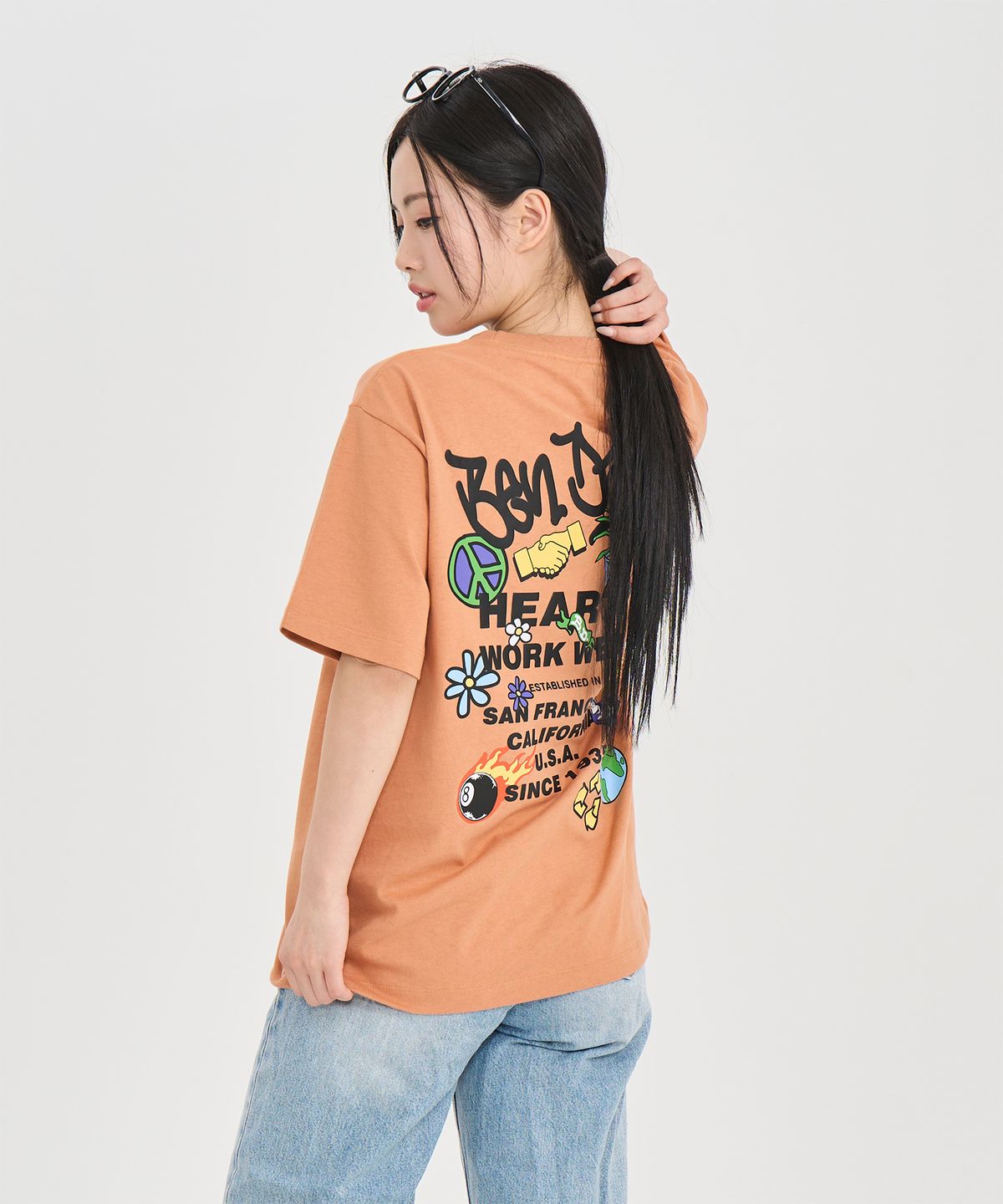 벤 데이비스(BEN DAVIS) WHITE LABEL GRATEFUL TEE PALE ORANGE