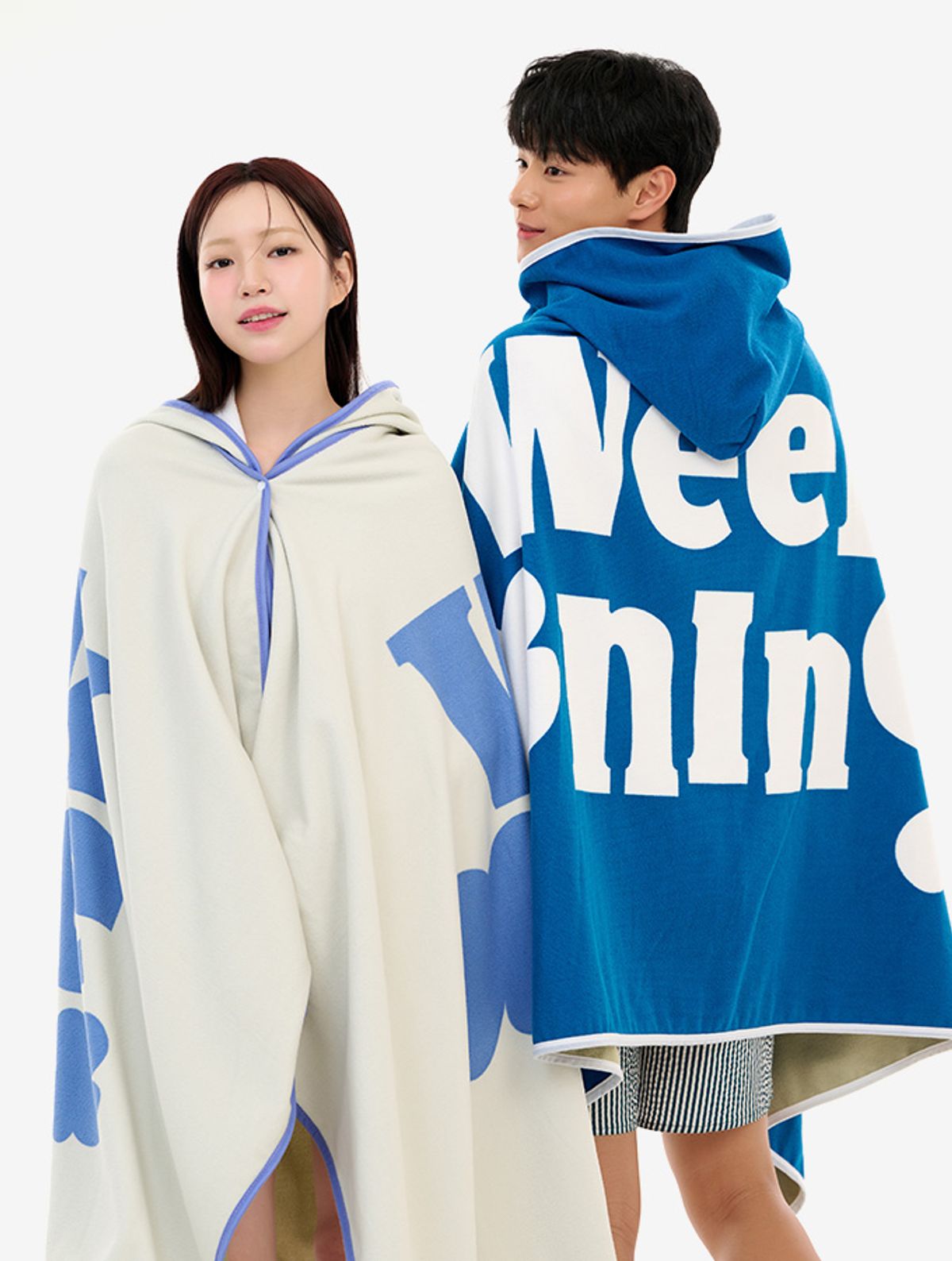 위크나인(WEEK9) 물놀이 후드 판초형  로버 비치타올 _ 블루