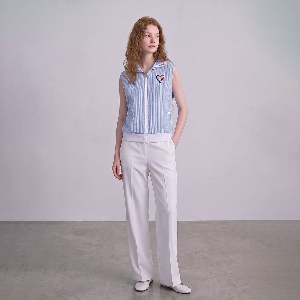 마틴골프(MARTINE GOLF) Seersucker Woven Vest_Blue