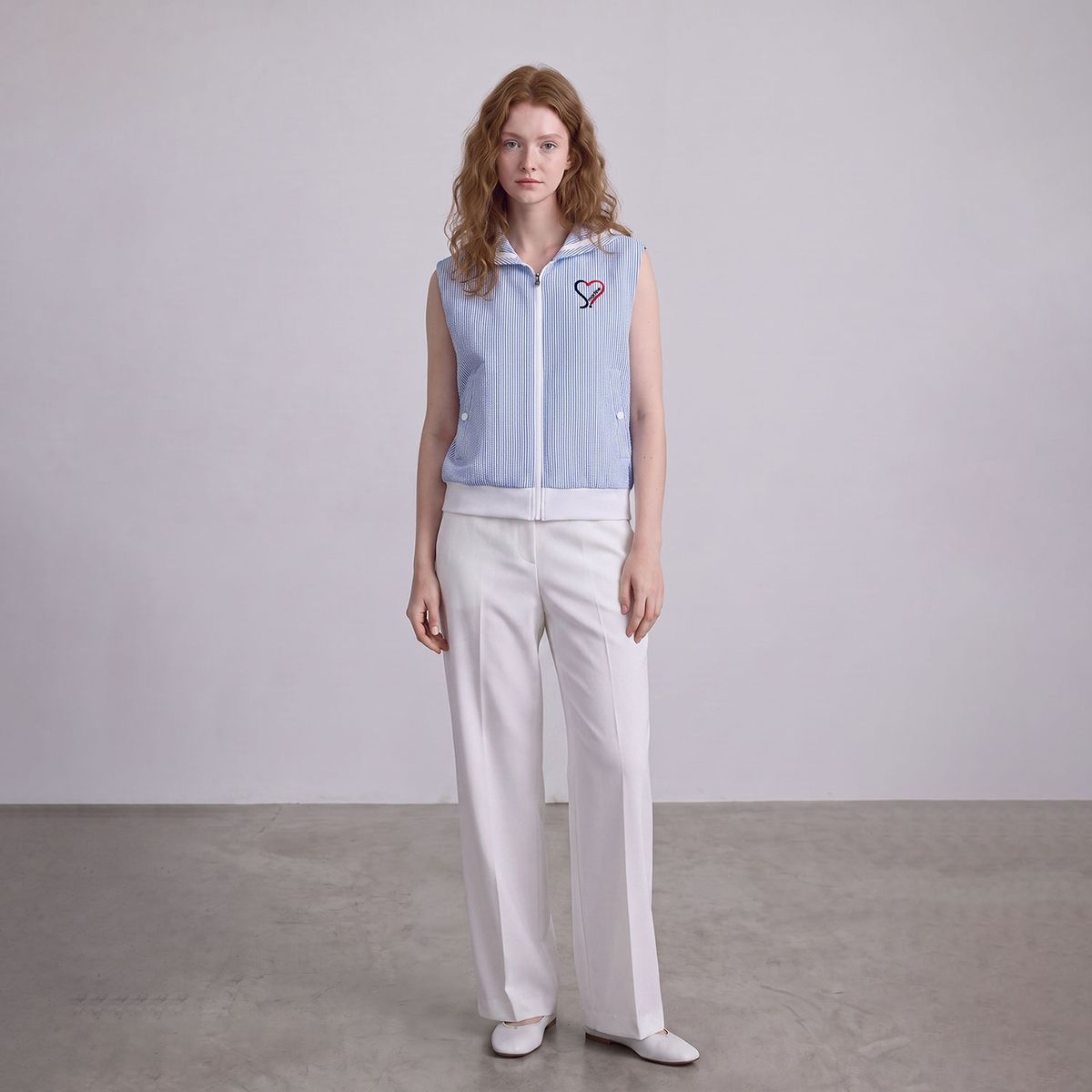 마틴골프(MARTINE GOLF) Seersucker Woven Vest_Blue