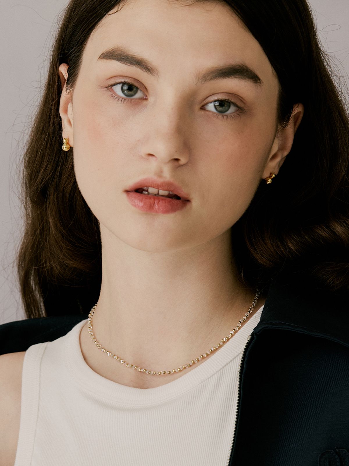 빈티지헐리우드(VINTAGE HOLLYWOOD) Crystal n Ball Necklace_VH2435NE003M