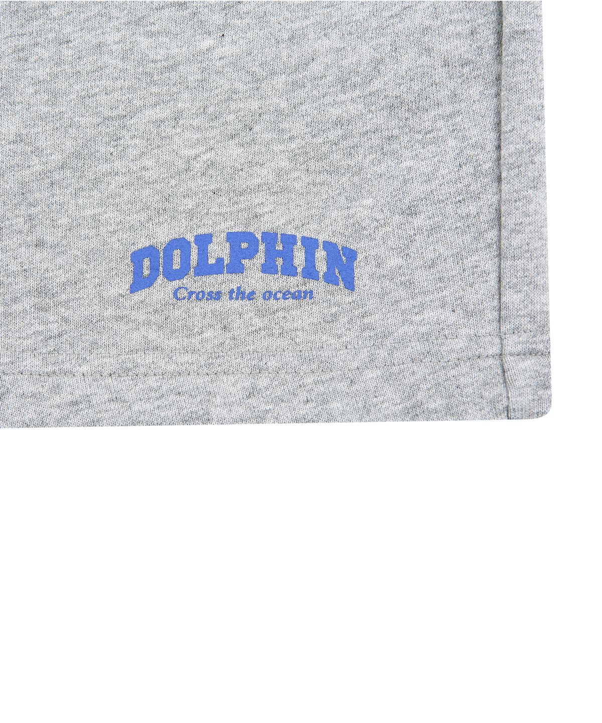 돌핀웨이브어패럴(DOLPHIN WAVE APPAREL) [세트] 돌핀 미니 체인자수 16수 반팔티셔츠 블랙 & 아치로고 원턱 반바지 멜란지그레이