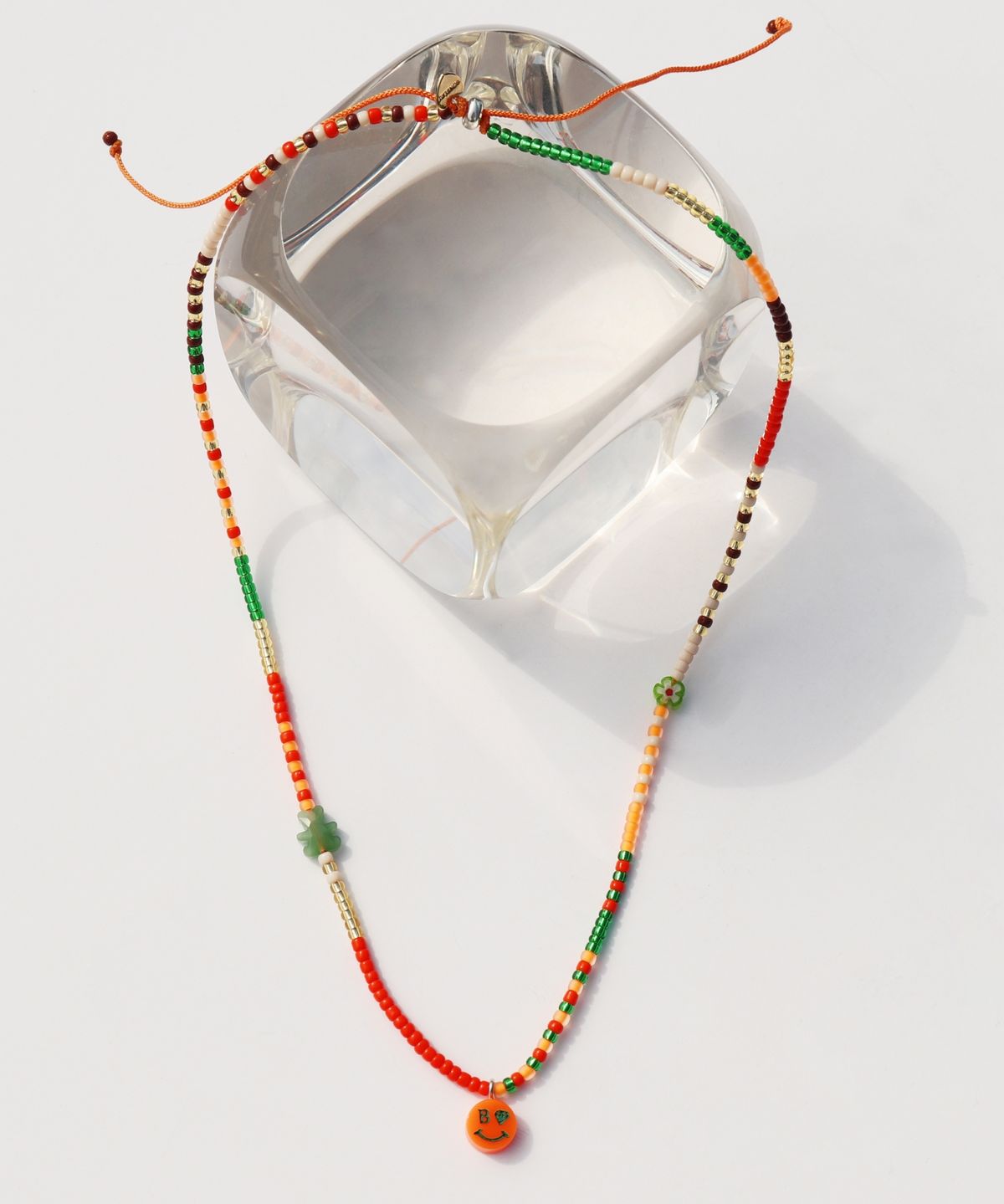 봉보(BONBEAU) Kitsch motives charm beads knot Necklace 키치 스마일 곰돌이 참 비즈 실목걸이 매듭목걸이