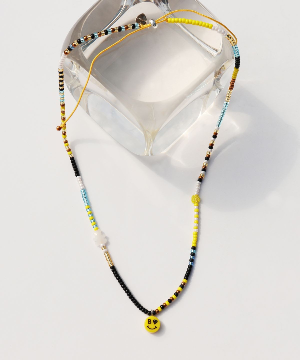 봉보(BONBEAU) Kitsch motives charm beads knot Necklace 키치 스마일 곰돌이 참 비즈 실목걸이 매듭목걸이