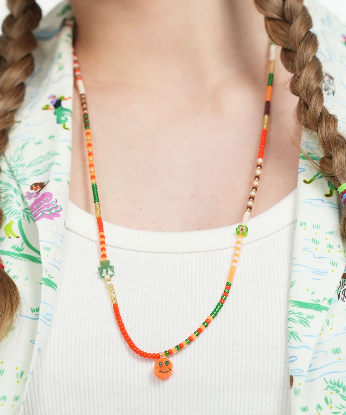 봉보(BONBEAU) Kitsch motives charm beads knot Necklace 키치 스마일 곰돌이 참 비즈 실목걸이 매듭목걸이