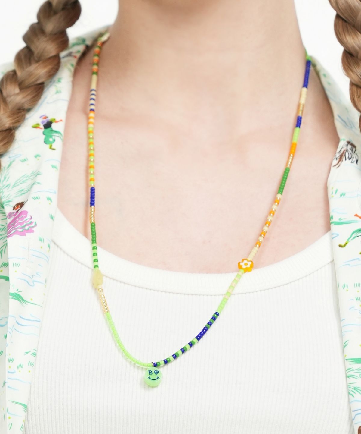 봉보(BONBEAU) Kitsch motives charm beads knot Necklace 키치 스마일 곰돌이 참 비즈 실목걸이 매듭목걸이