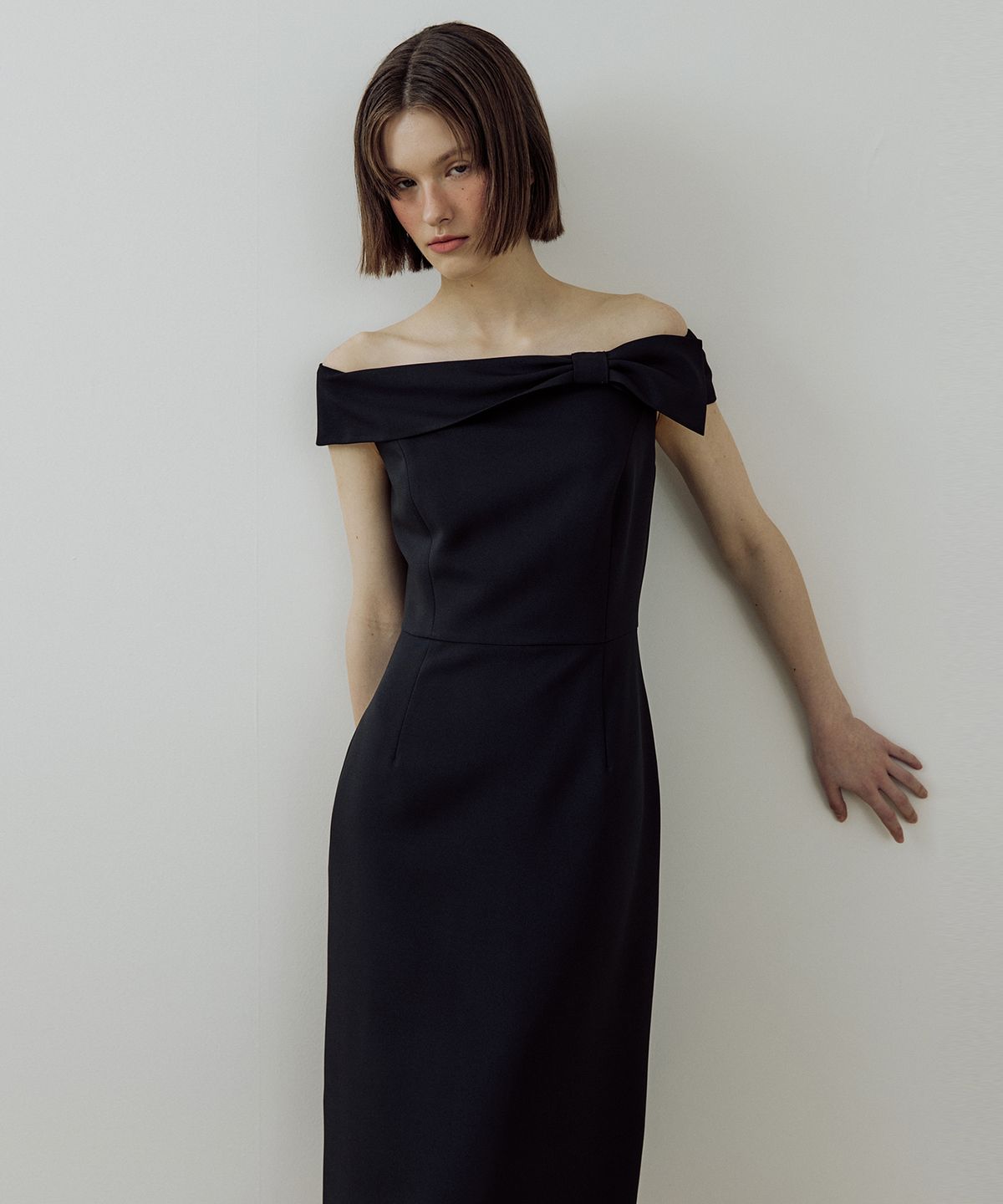 루시르주(LUCIR ZU) Tie up Ribbon One-piece (black)