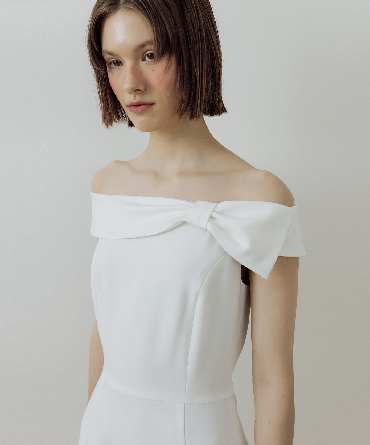 루시르주(LUCIR ZU) Tie up Ribbon One-piece (ivory)