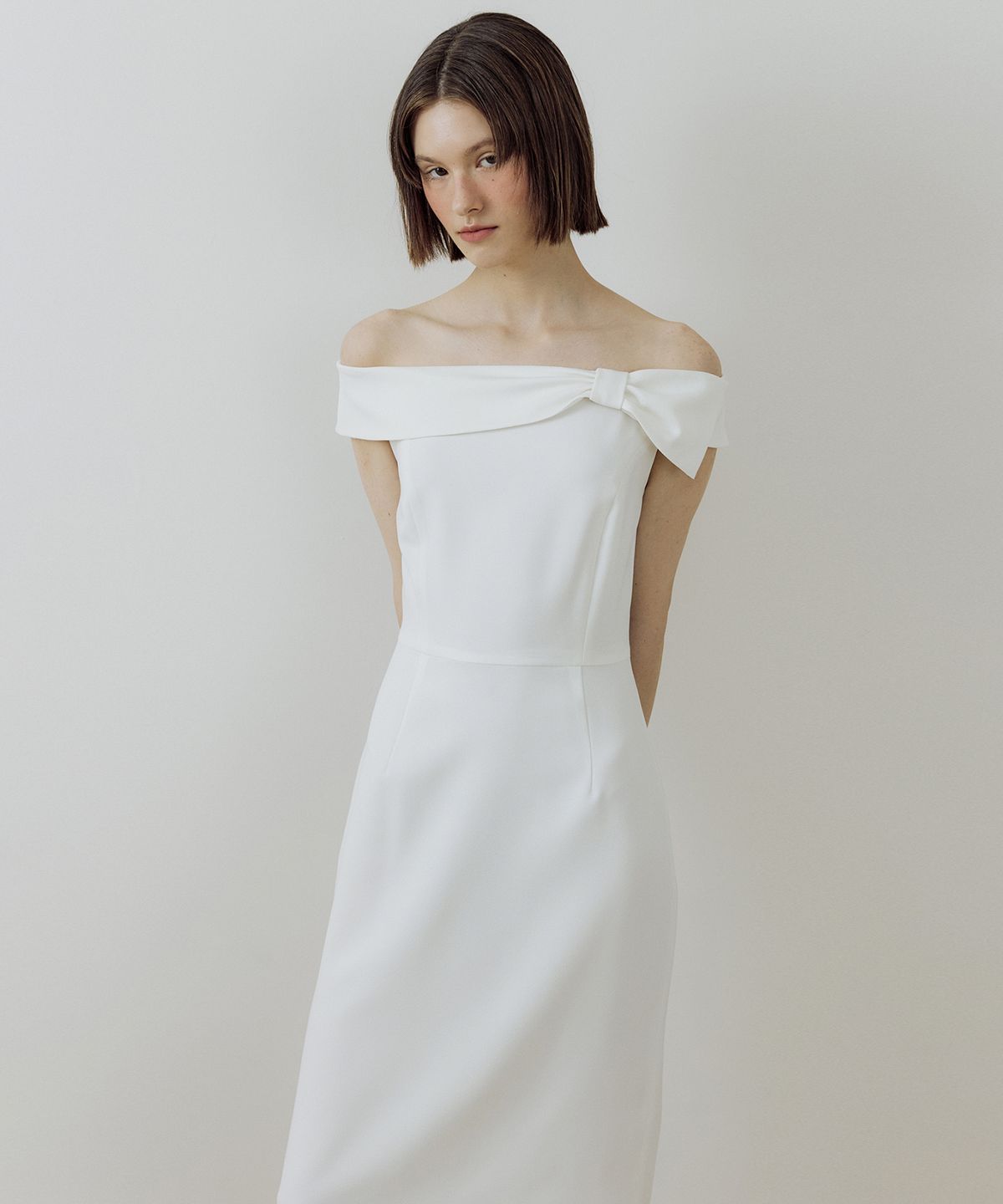루시르주(LUCIR ZU) Tie up Ribbon One-piece (ivory)