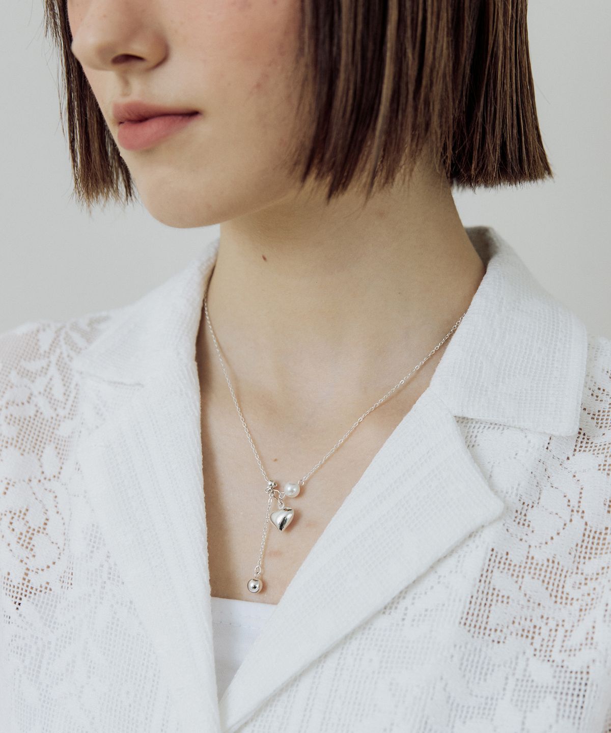 루시르주(LUCIR ZU) Pearl silver heart Necklace (담수진주+925silver)