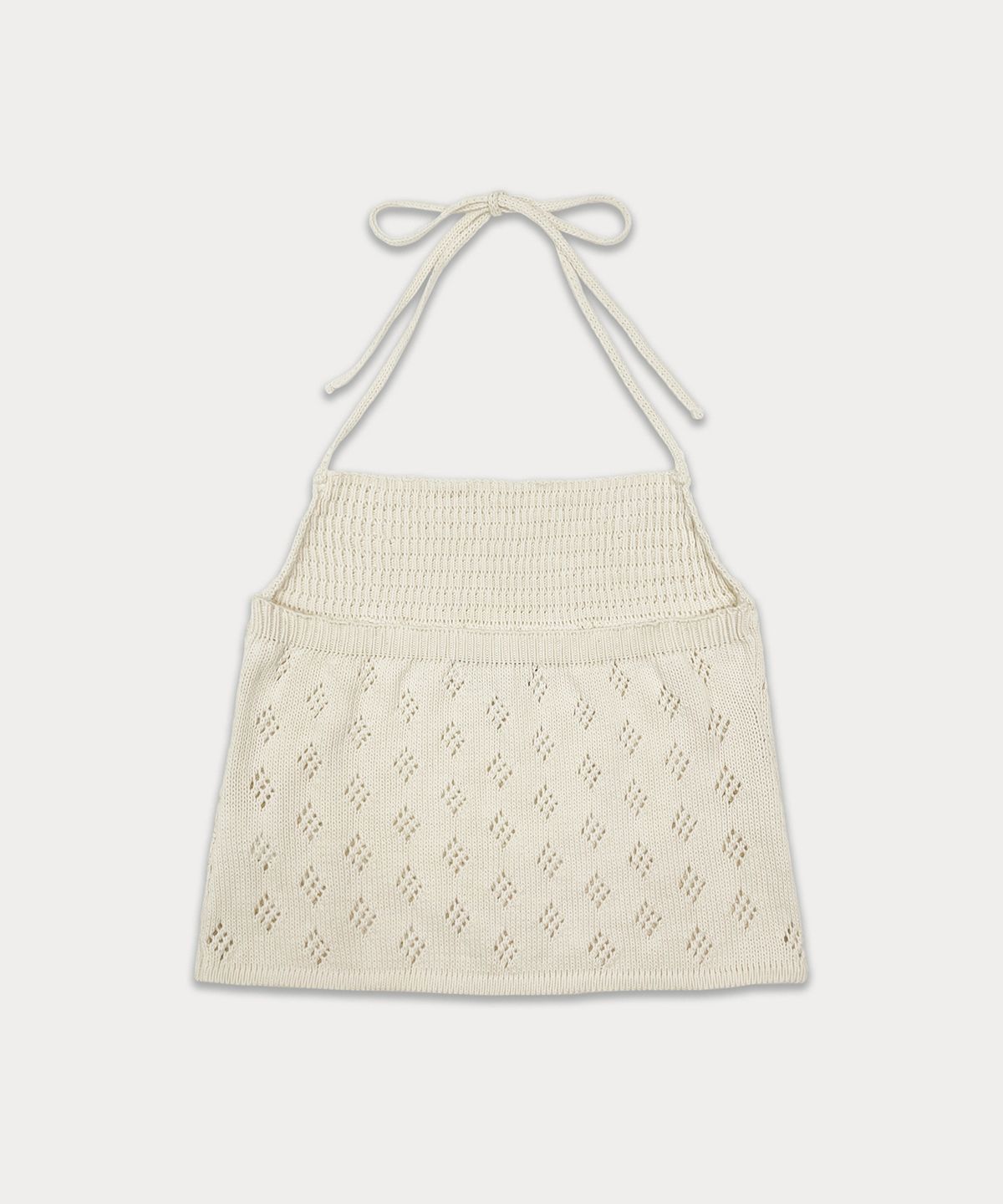 썸웨어버터(SOMEWHEREBUTTER) Skashi Halter Neck Knit Sleeveless - Cream