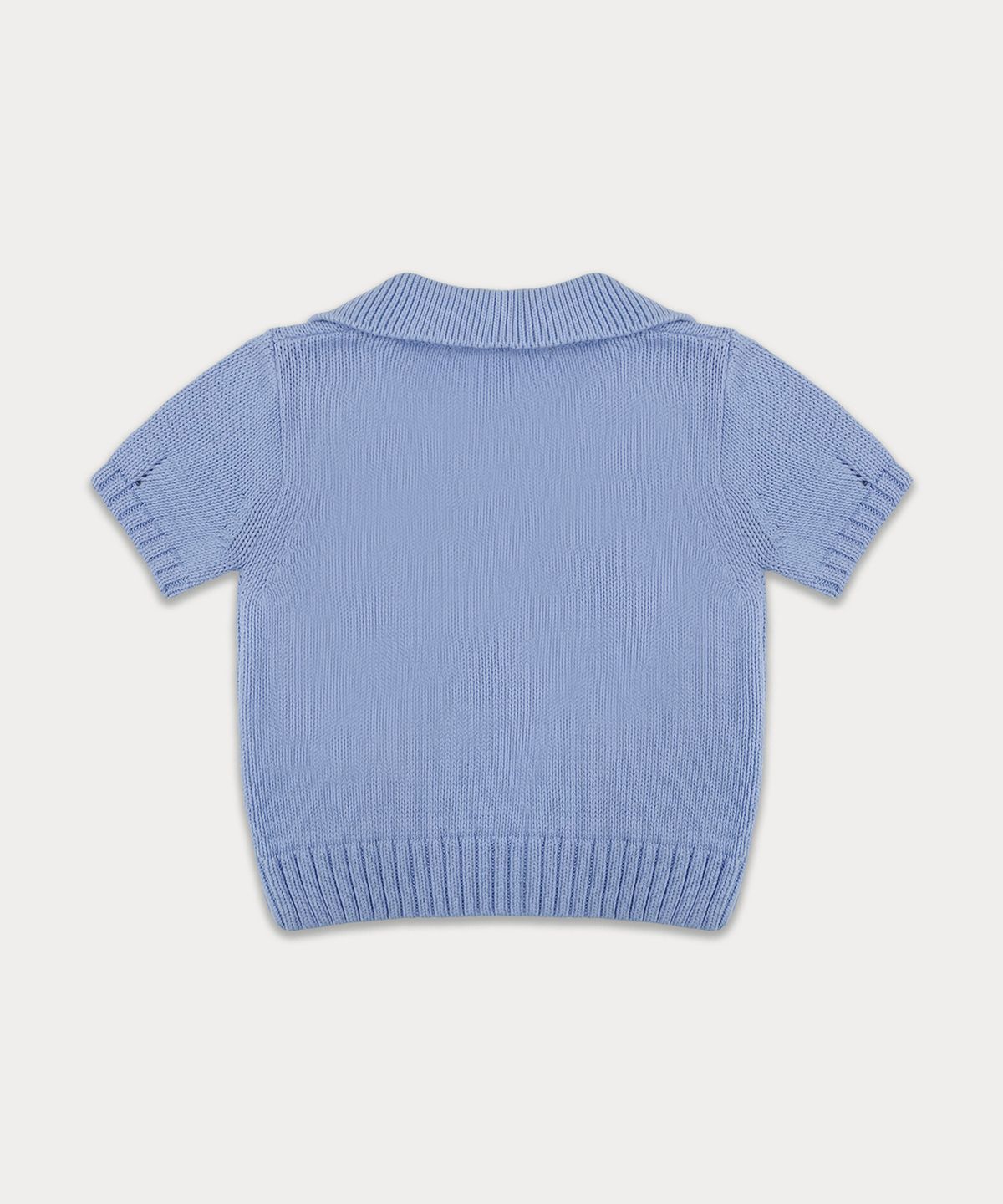 썸웨어버터(SOMEWHEREBUTTER) Cotton Collar Pendant Knit - Blue
