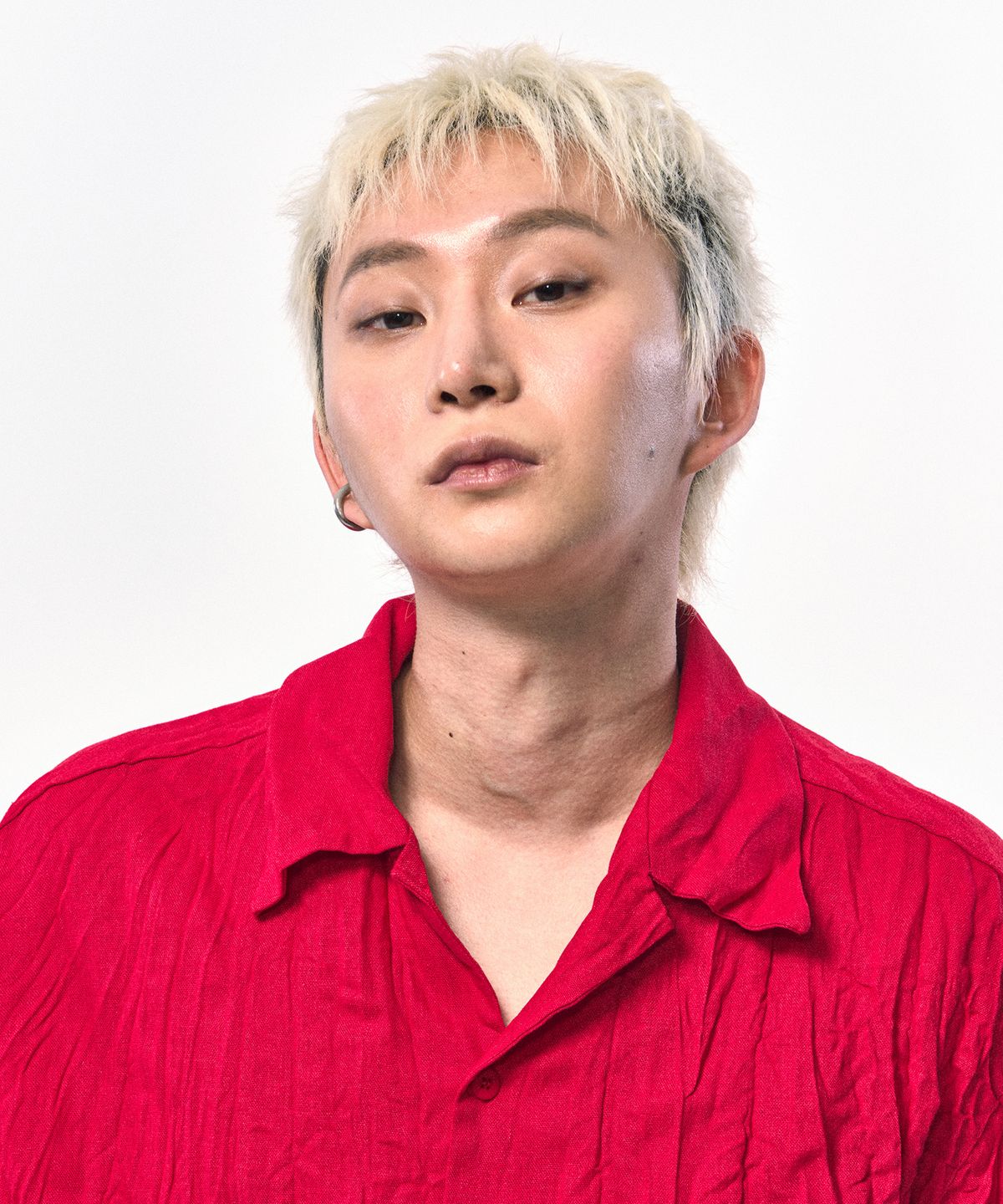 씨웨어 바이 더 지니어스(C WEAR BY THE GENIUS) 크링클 린넨 셔츠 레드
