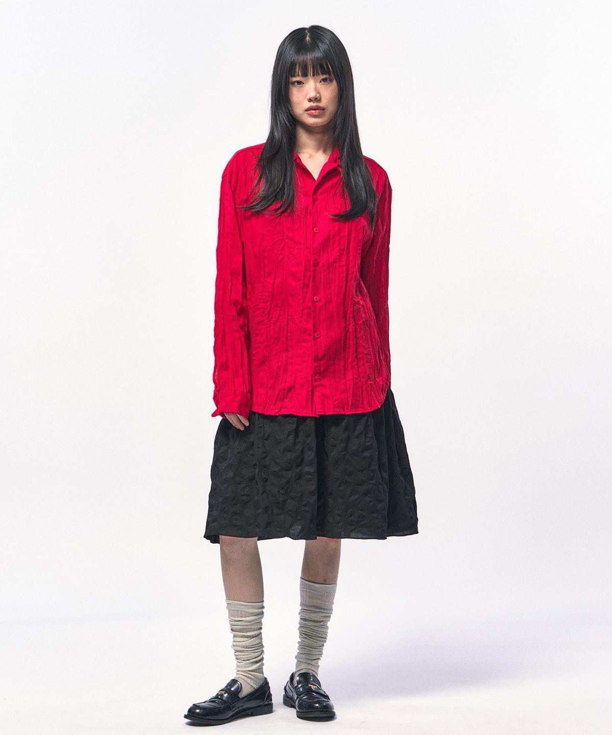 씨웨어 바이 더 지니어스(C WEAR BY THE GENIUS) 크링클 린넨 셔츠 레드