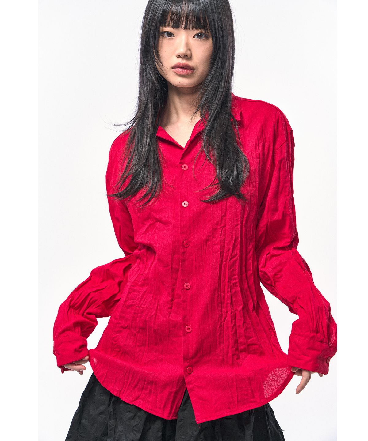 씨웨어 바이 더 지니어스(C WEAR BY THE GENIUS) 크링클 린넨 셔츠 레드