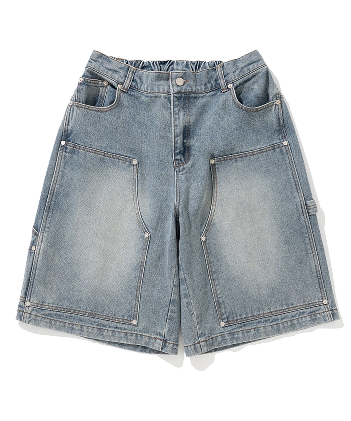 낫포너드(NOT4NERD) N4ND Carpenter Bermuda Denim Shorts - Deep Blue