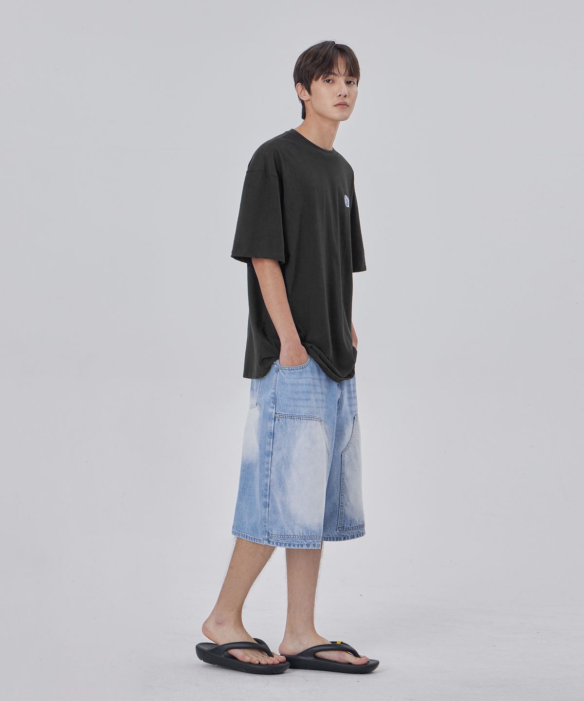 굿라이프웍스(GLW) 버뮤다 워크웨어 카펜터 데님 팬츠 쇼츠 나폴리 빈티지 라이트 인디고