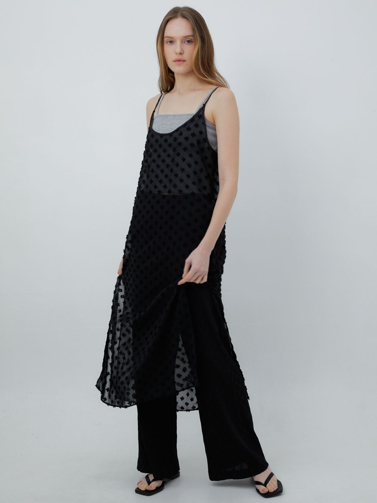 베이루트(BEIRUT) 아마라 레이어드 슬립 드레스 블랙