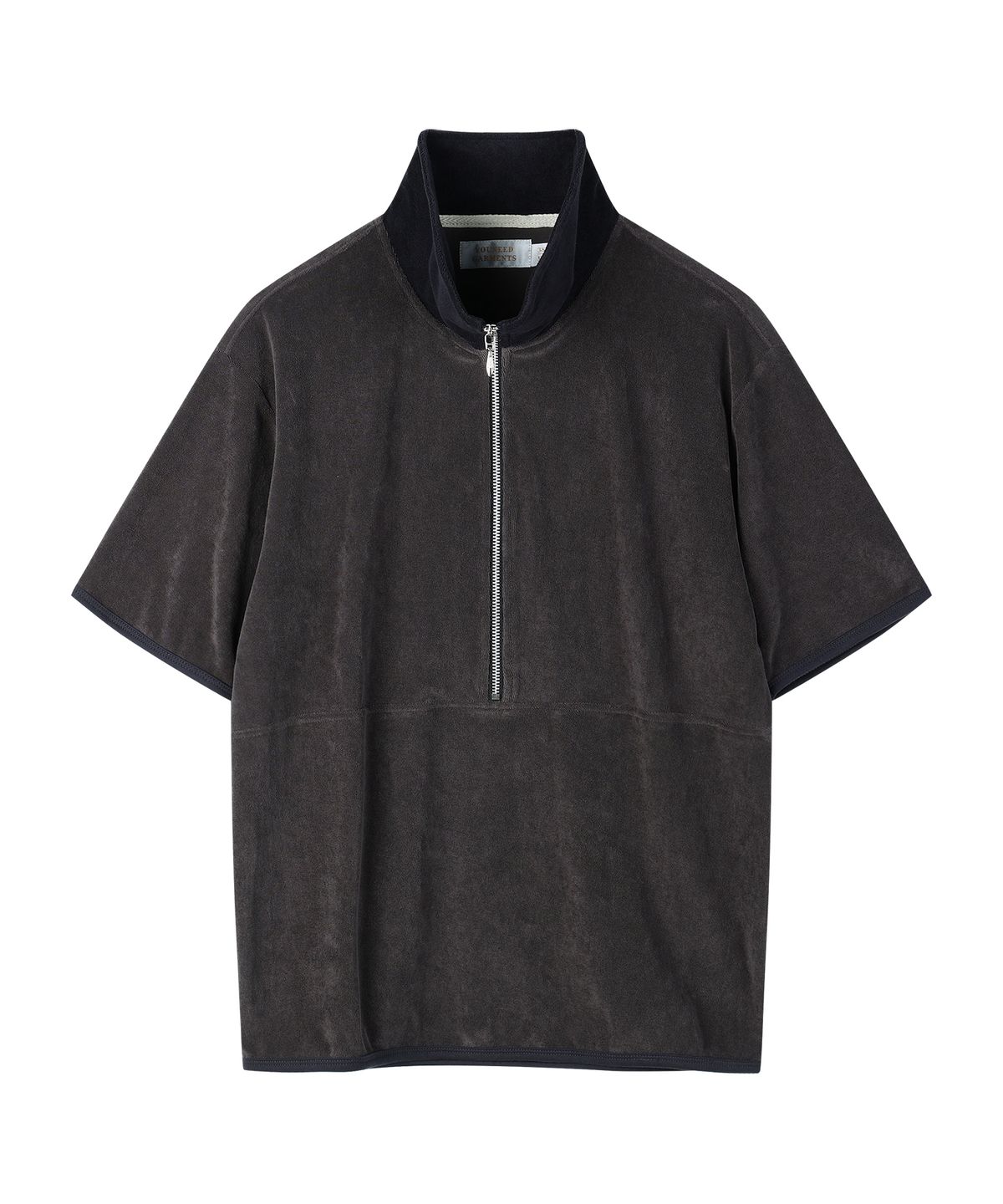 유니드가먼츠(YOUNEEDGARMENTS) 테리 하프 집 폴로 터틀넥 (차콜)