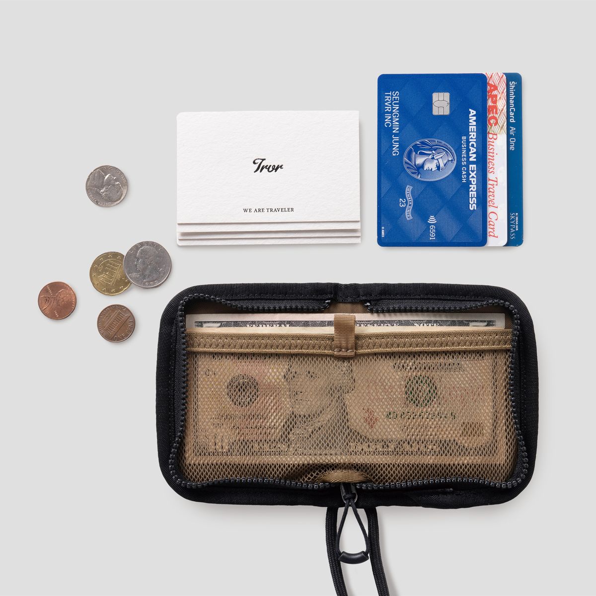 티알브이알(TRVR) Staple Card&Coin Wallet Black