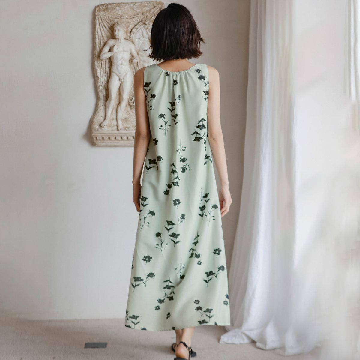 랭썬(LANGSON) LS_Loose v-neck beach dress