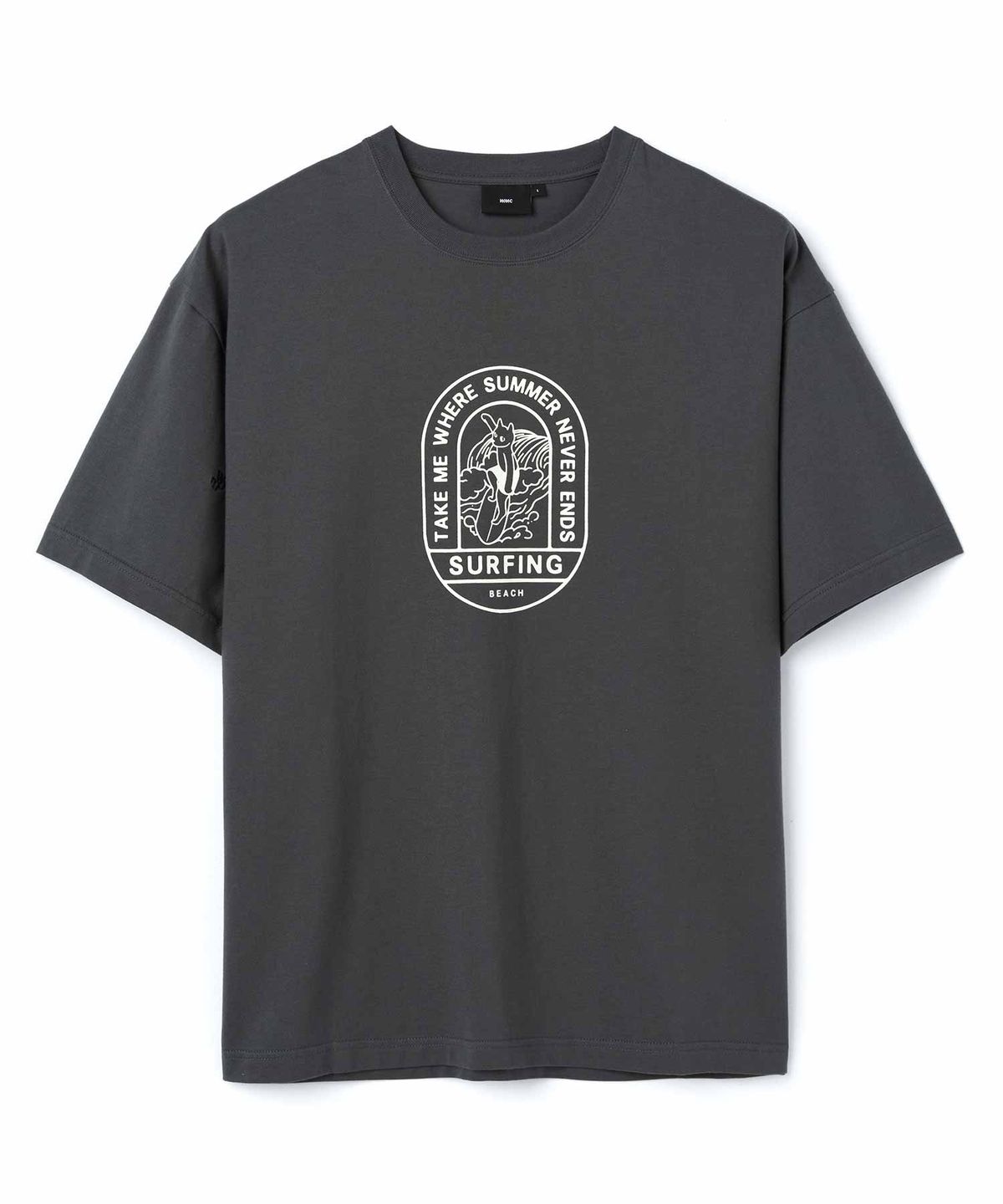 더블유엠씨(WMC) 심플 프렌치 캣 티셔츠_CHARCOAL GREY