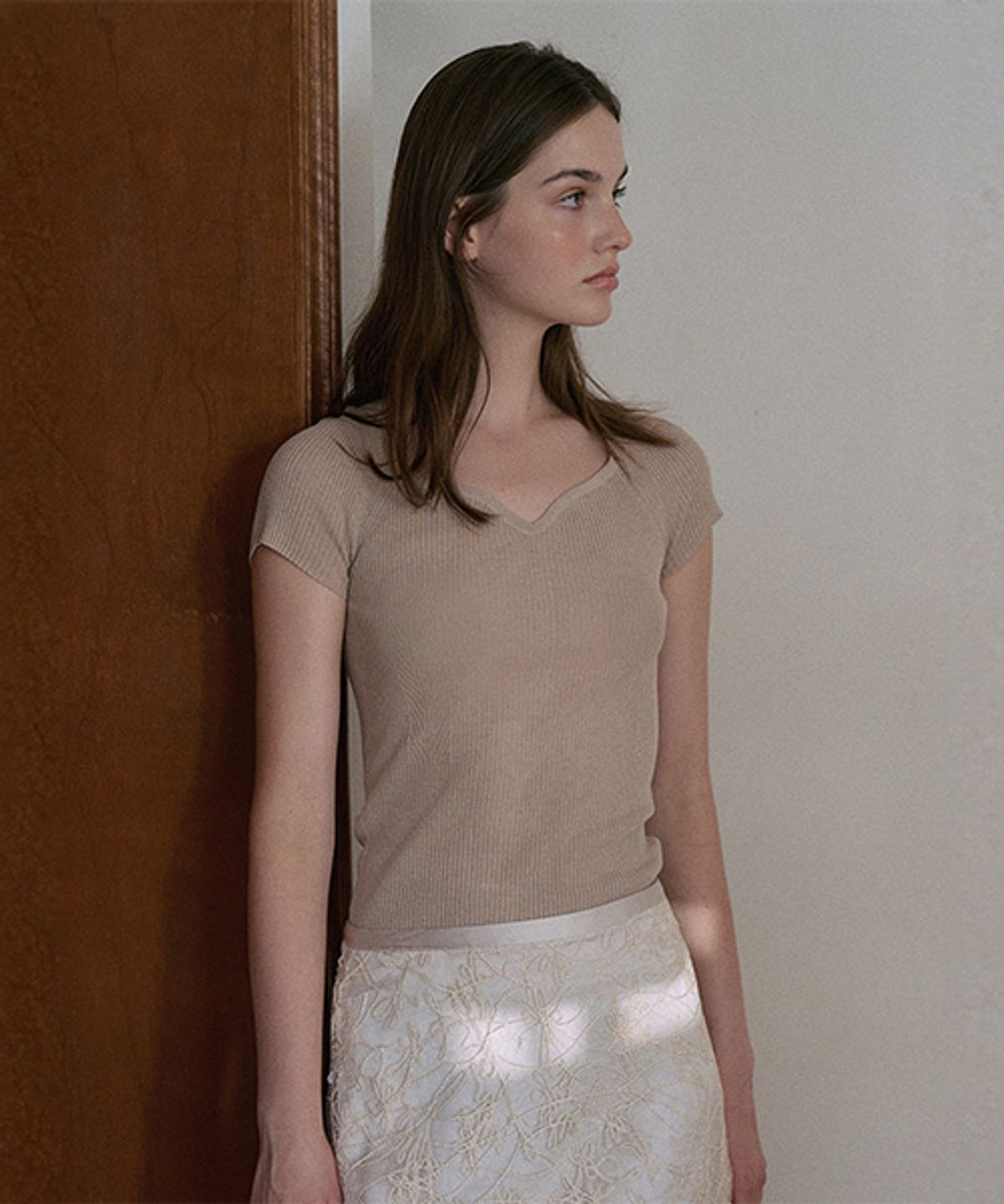 안젤로비안코(ANGELO BIANCO) Shana Heart Neck Knit