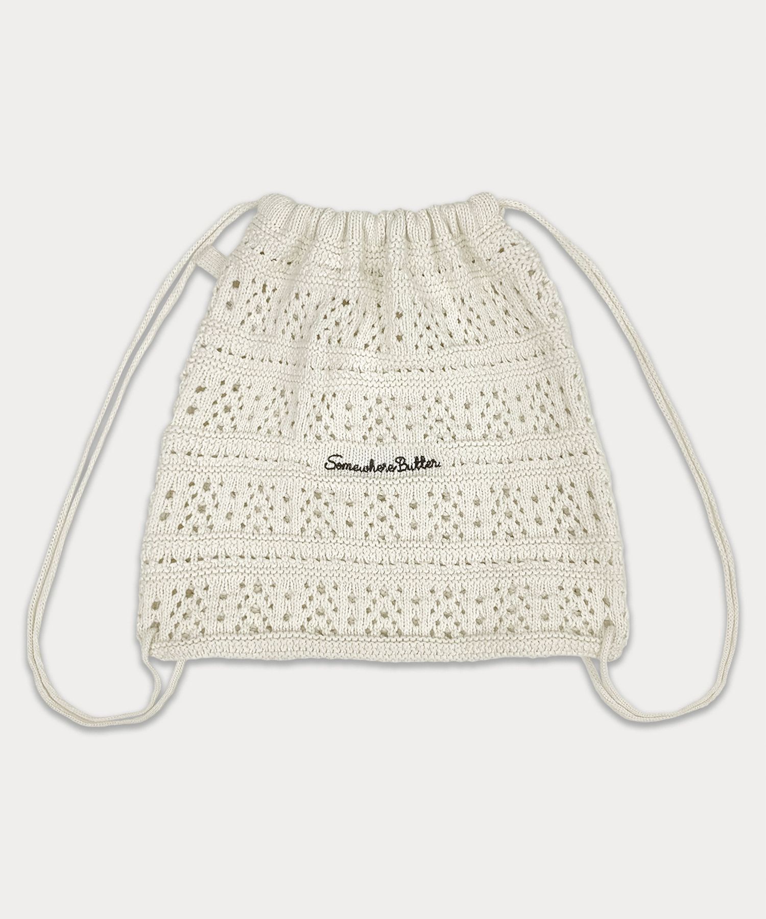 【SOMEWHERE BUTTER.】 Yogurt knit string bag 4色 MUSINSA公式 | SOMEWHEREBUTTER Yogurt Knit String Bag - 4color