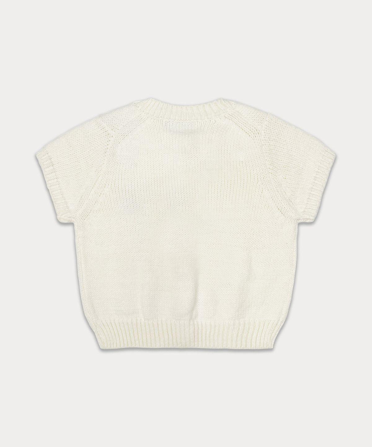 썸웨어버터(SOMEWHEREBUTTER) Letter Half Cardigan - Ivory