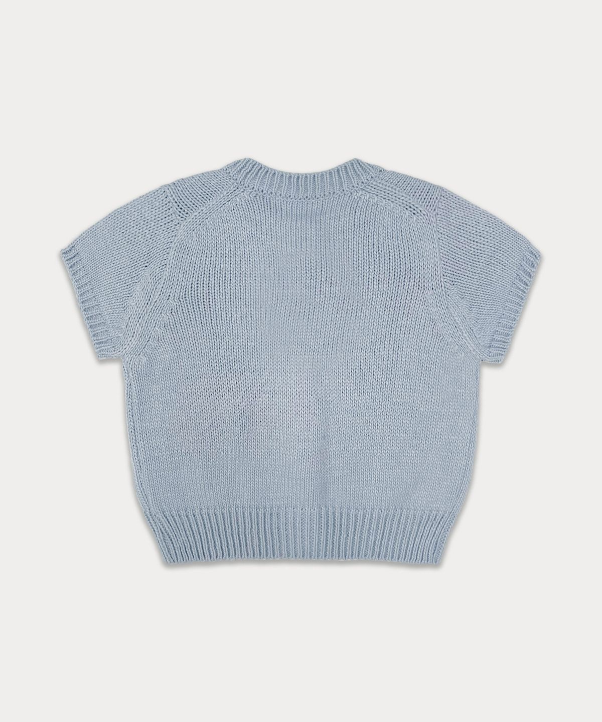 썸웨어버터(SOMEWHEREBUTTER) Letter Half Cardigan - Light Blue