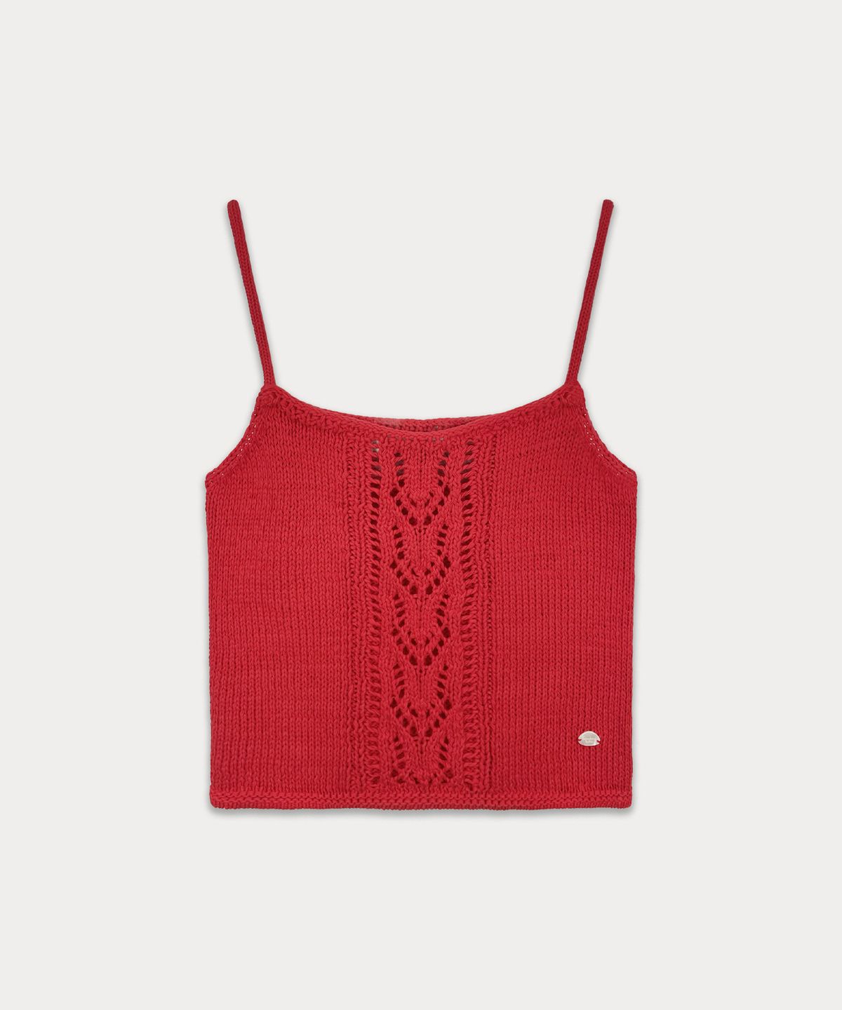 썸웨어버터(SOMEWHEREBUTTER) Leaf Cotton Sleeveless Knit - Red