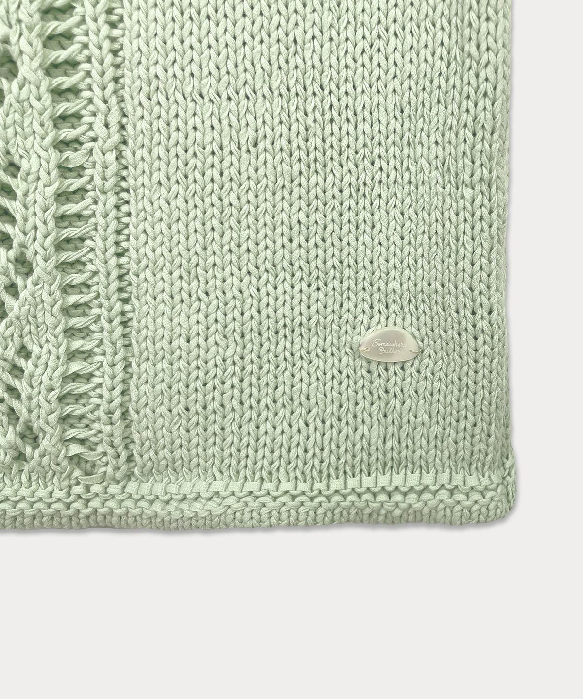 썸웨어버터(SOMEWHEREBUTTER) Leaf Cotton Sleeveless Knit - Mint