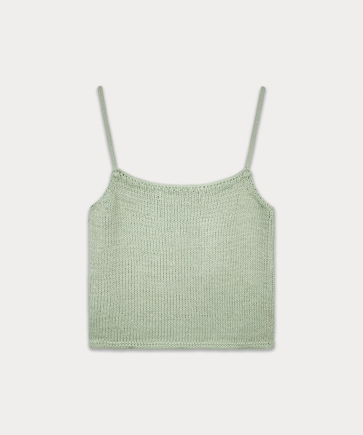 썸웨어버터(SOMEWHEREBUTTER) Leaf Cotton Sleeveless Knit - Mint