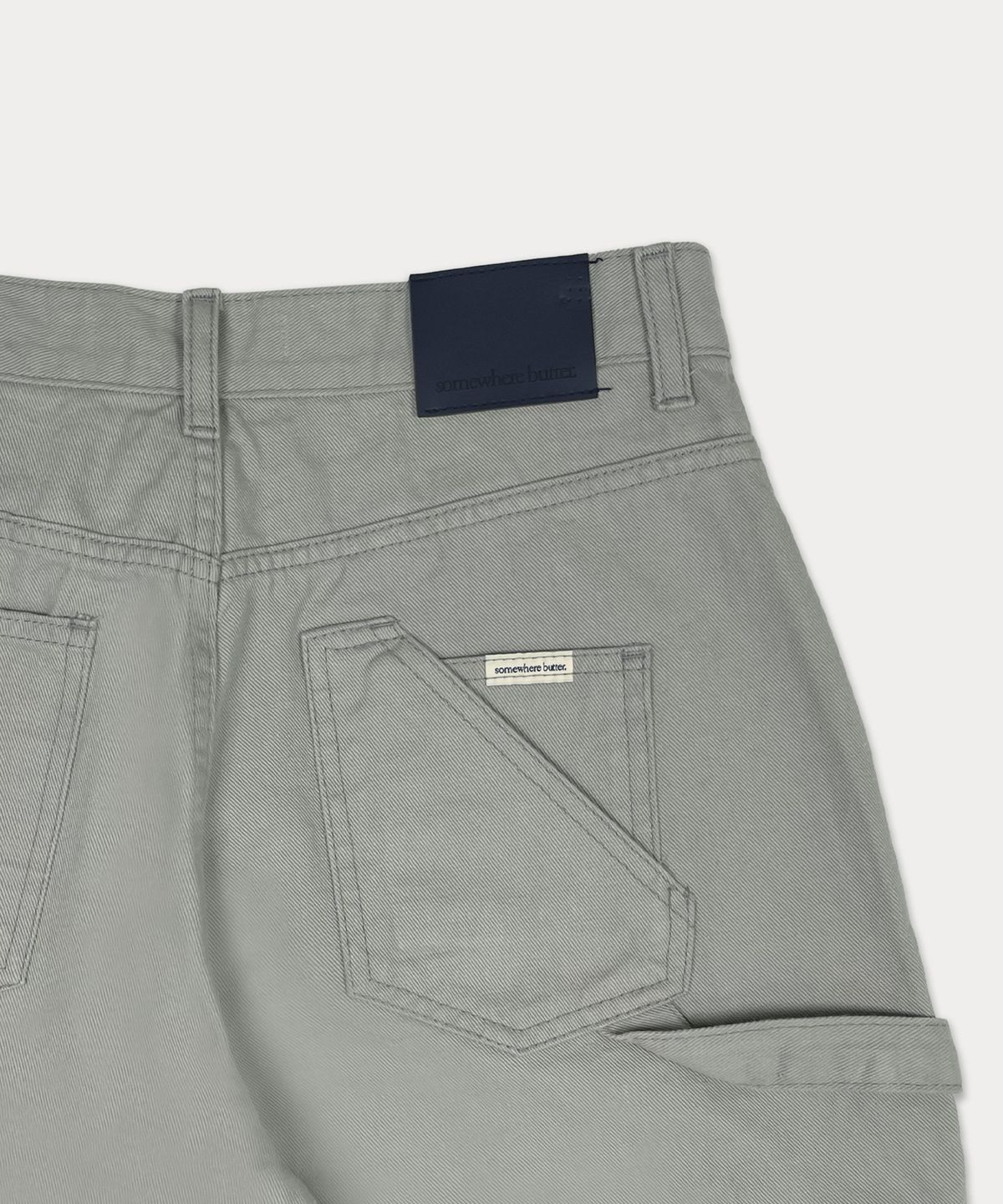 썸웨어버터(SOMEWHEREBUTTER) Carpenter Line Cargo Pants - Khaki Grey