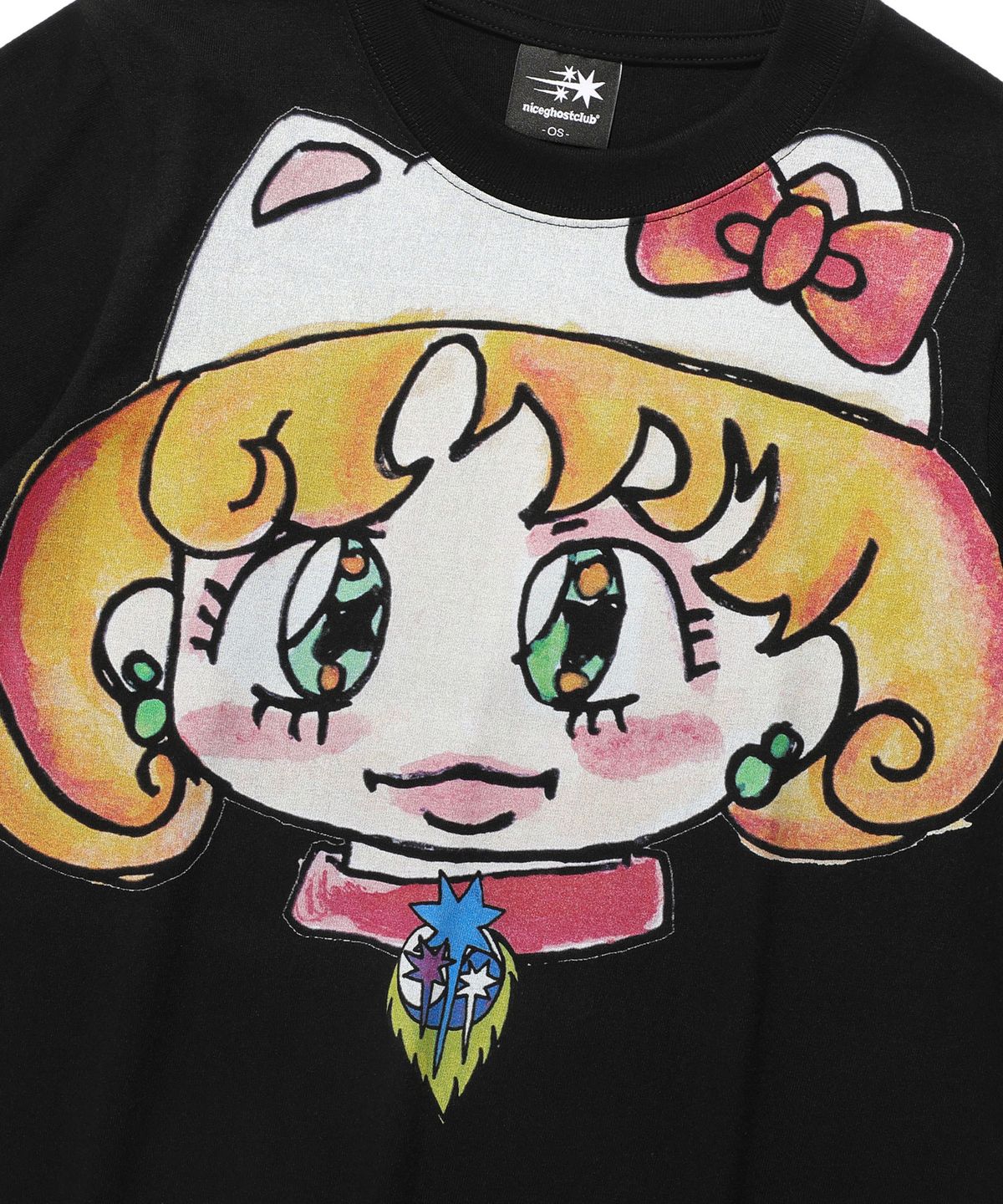 나이스고스트클럽(NICEGHOSTCLUB) [X SOULPUSSSY CAT]GHOSTSOULGIRL CAT TEE_BLACK(NG2FMFT513A)