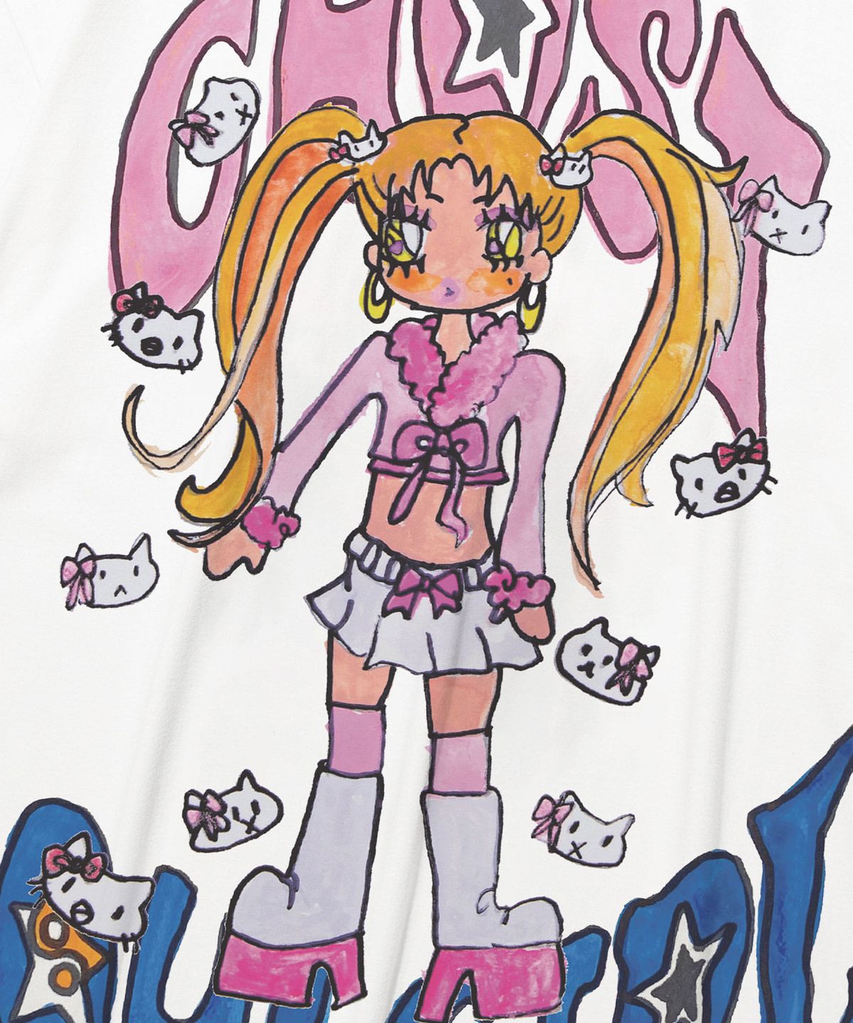 나이스고스트클럽(NICEGHOSTCLUB) [X SOULPUSSSY CAT]GHOSTSOULGIRL GYARU BIG BIG TEE_WHITE(NG2FMUT510A)