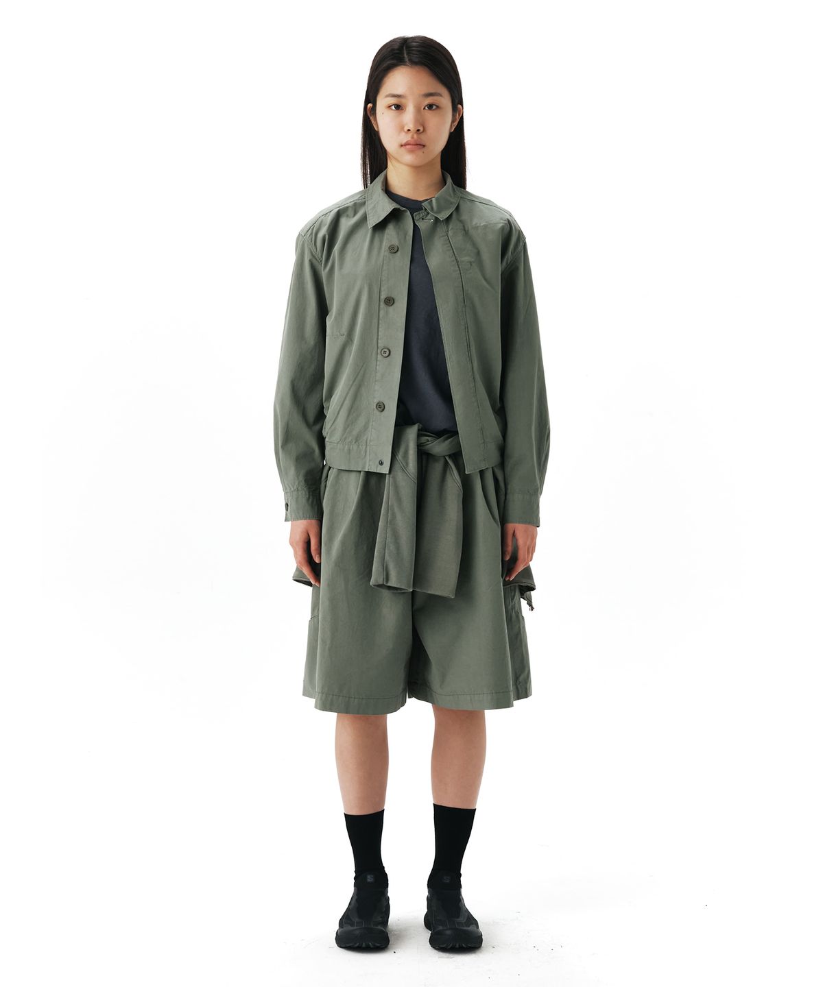 이이(EE) COTTON CARGO HALF PANTS OLIVE
