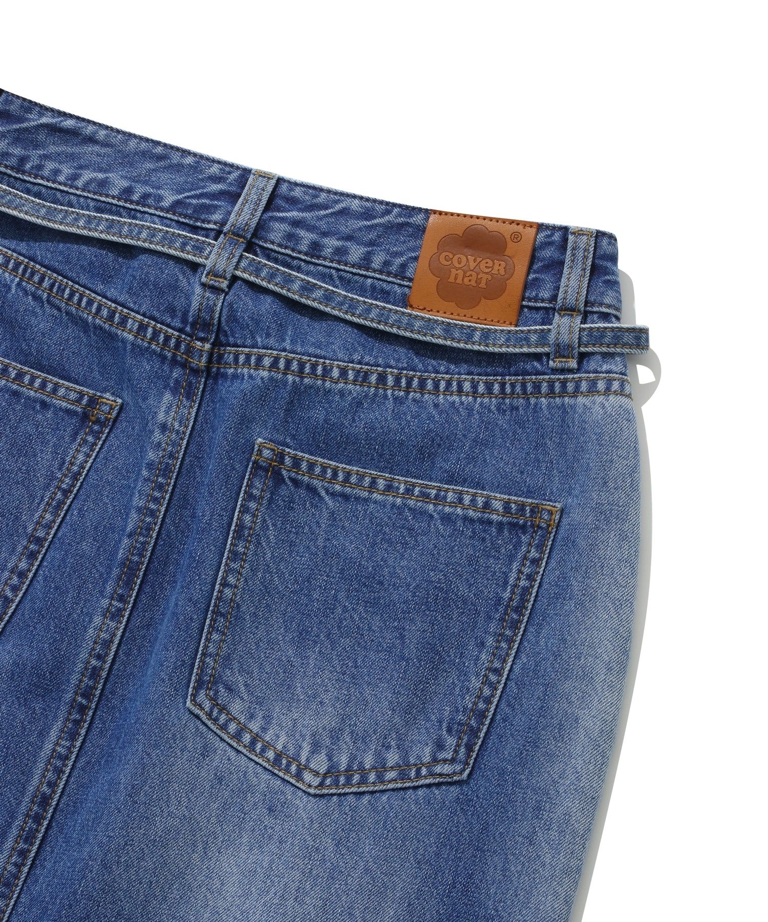 MUSINSA | COVERNAT WOMAN Women's Belt Denim Long Skirt Blue
